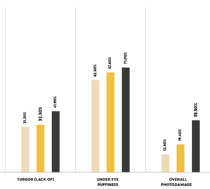 Graph showing improvement in turgor, under eye puffiness and overall photodamage
